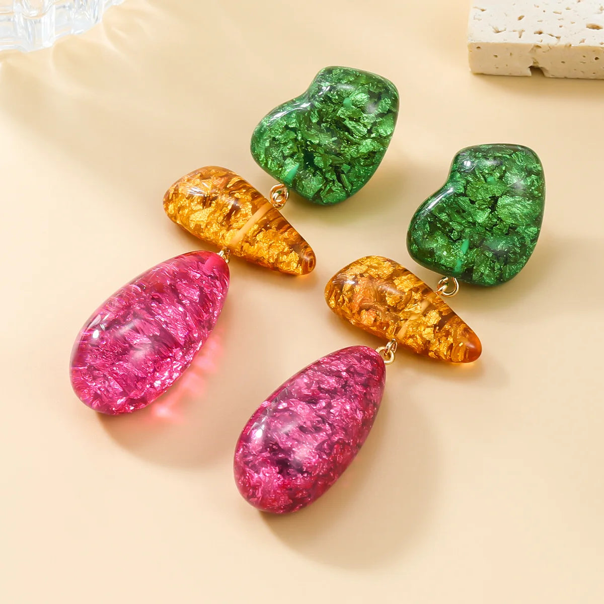 Wholesale Colorful Acrylic Drop Earrings Women Multi Layer Resin Geometric Dangle Earrings Bohemian Jewelry