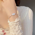 INS Fashion Jewelry 925 Silver Chain Bracelet for Women square Baroque Pearl Bracelet Broken Silver Hand Jewelry for Ladies