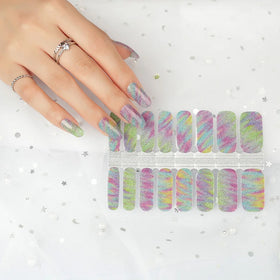 Multi-colored Glitter Pattern Flowing River Nail Wraps Strips & Stickers for DIY Manicure Nail Art Beauty