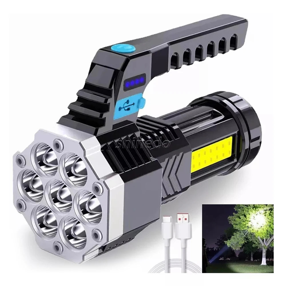 Portable LED Zoom Flashlight with Built-in USB Rechargeable Battery for Nighttime Emergency Safety Lighting