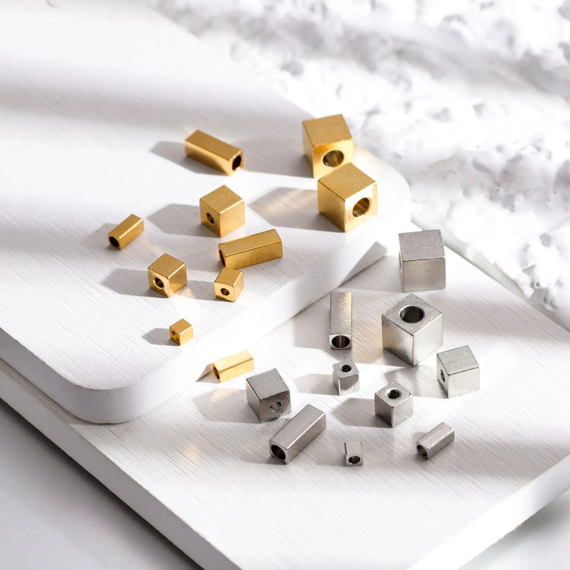 Stainless Steel Loose Beads Square Spacer Beads with Hole for DIY Jewelry Making Chain and Accessories Findings