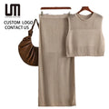 Liu Ming New Women's Knitted Sleeveless Beach Vest & Hollow-Out Skirt Summer Holiday Casual Outfits