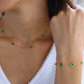 Dainty May Birthstone Charm Choker Bracelet Stainless Steel Green Stone Emerald Necklace Bracelet