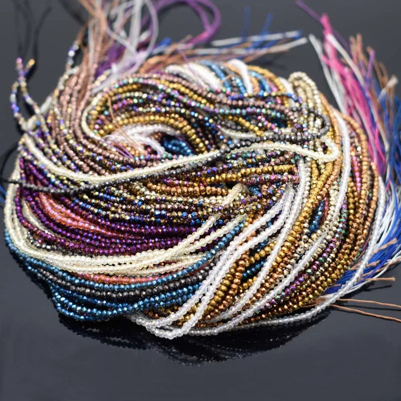 2mm Small Faceted Crystal Glass Beads Waist Glass Crystal Beads for Jewelry Making Loose Glass Seed Beads Ring