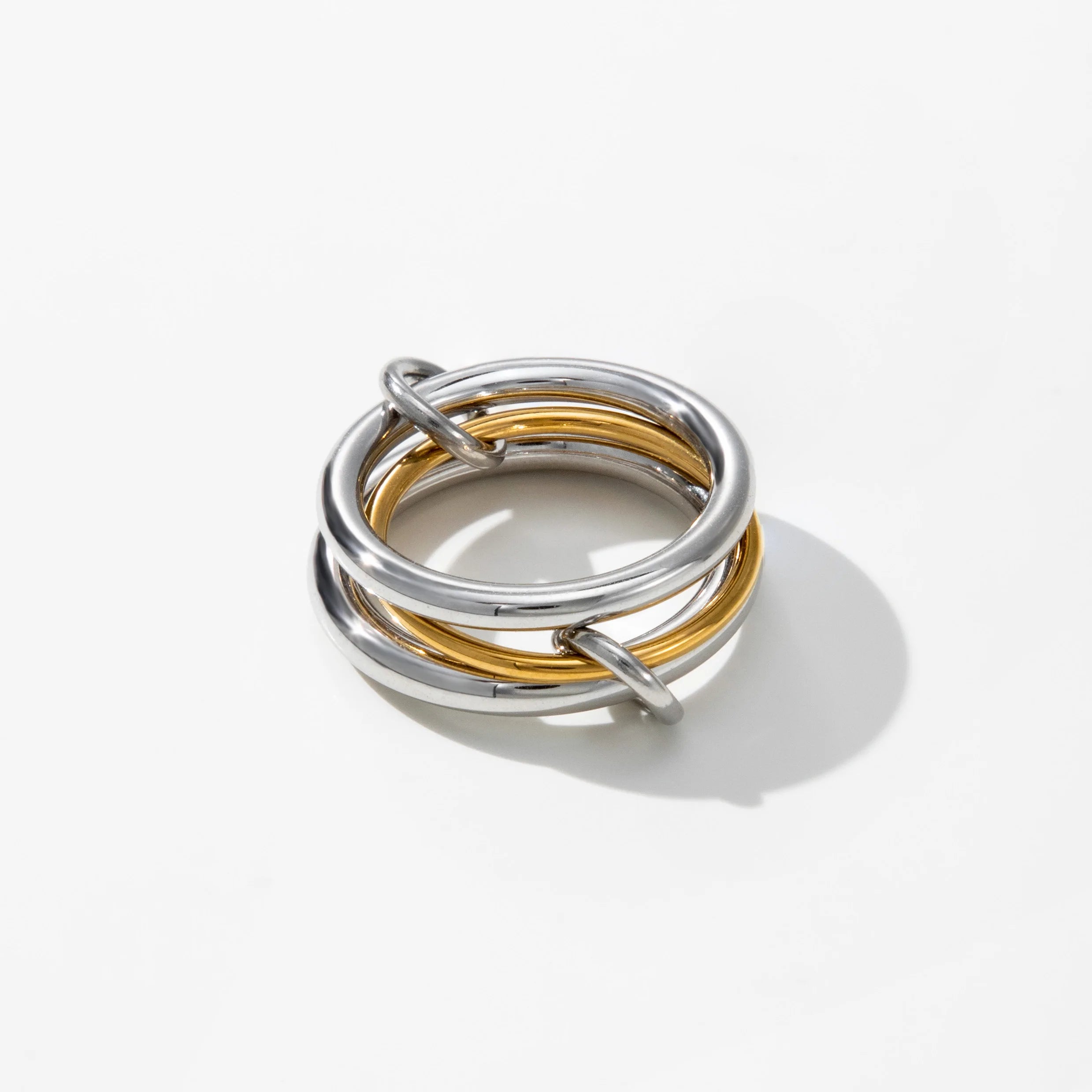 YF4179 New Waterproof Stainless Steel 3 Ring Non Tarnish Multi-Layer Punk Fashion 18k Gold Plated Charm Simple Rings