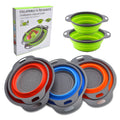 2Pcs/Set Silicone Collapsible Colander Strainer with HandleVegetable Fruit Washing Drain Basket