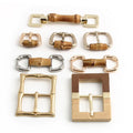 Natural Bamboo Rattan Buckle with Metal Plate - Handmade Logo Tag for Handbags Shoes DIY Leather Crafts Wholesale