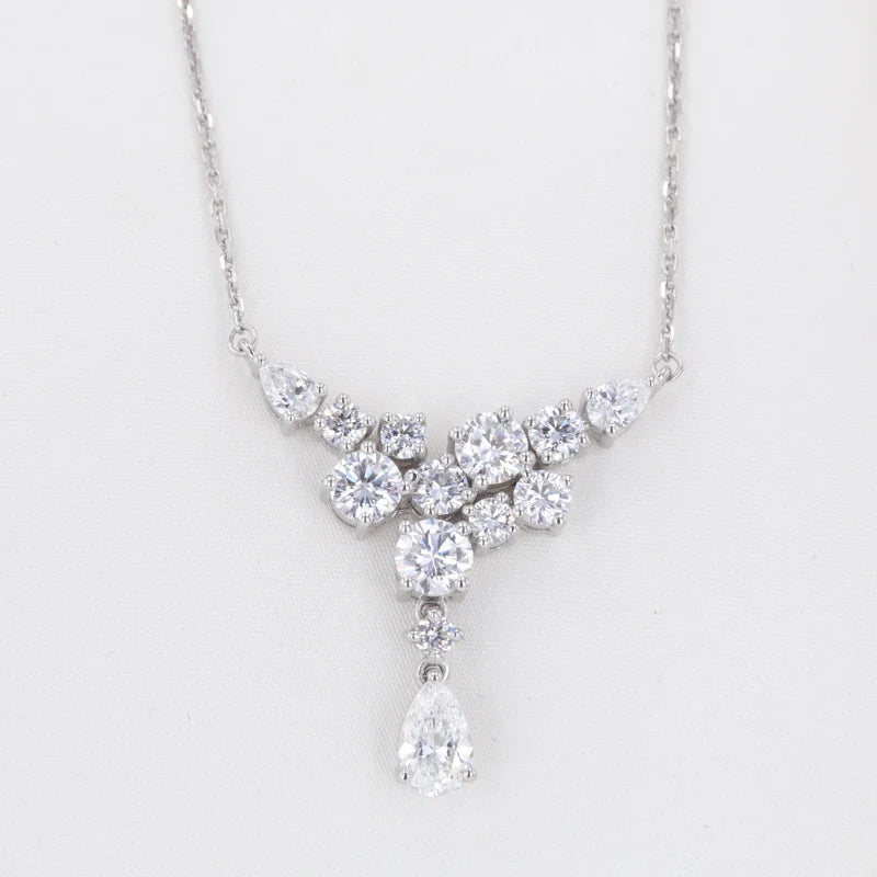 Starsgem Luxurious PT950 Moissanite Pendant Necklace for Wedding