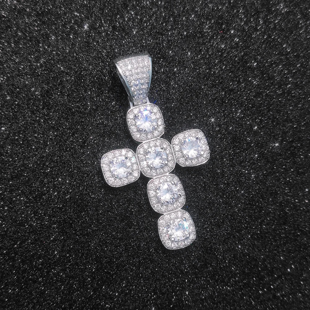 Hip Hop Large Size AAA Cubic Zircon Cross Pendant Necklace Silver/Gold Plated Iced Out Pendant Cross Jewelry for Gift