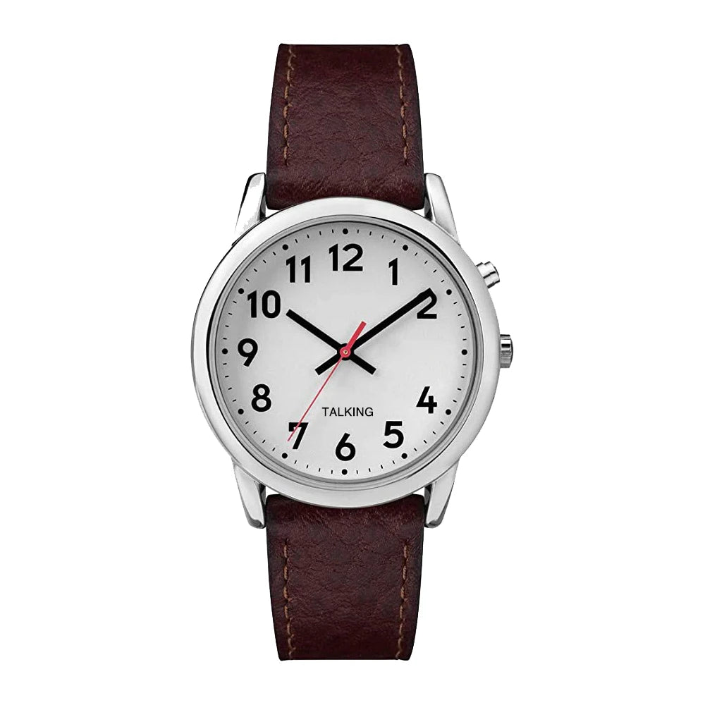 English Talking Watch for Seniors Men Loud Sound Time Alarm Clock for Visually Impaired Talking Analogue Watch