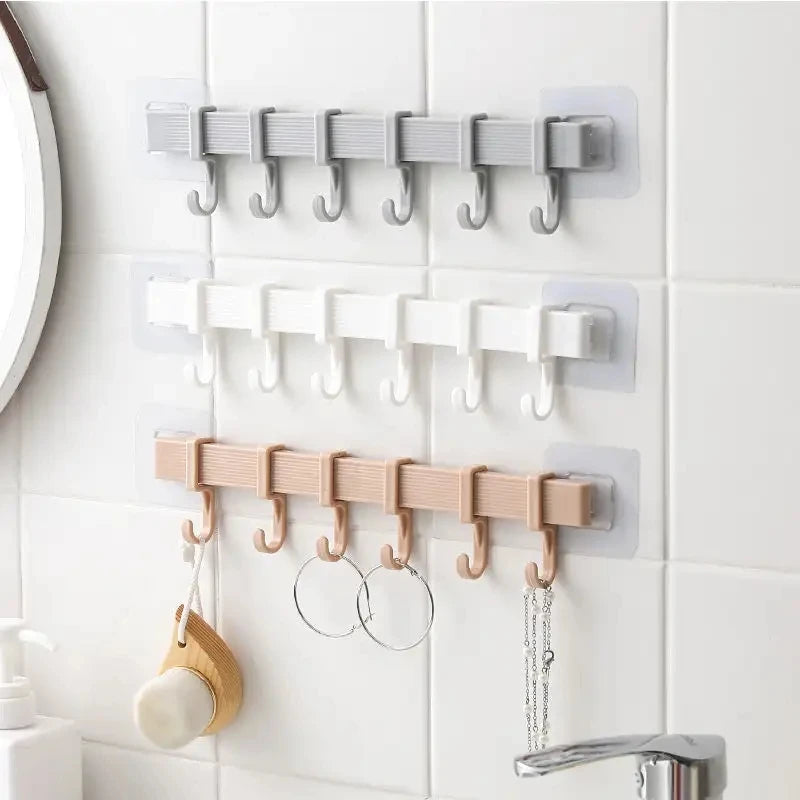 Multifunction Kitchen Storage Hook Cupboard 6 Hook Home Organizer Storage Rack Pantry Chest Tools Towels Hanger Wardrobe Hooks