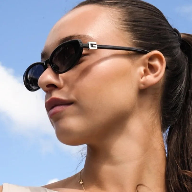 DOISYER Women's Retro Oval Sunglasses Custom Logo Vintage Shades with UV400 Lenses