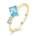 YILUN Gold Plated Princess Cut Cubic Zirconia 925 Sterling Silver Rings with Gemstones for a Woman