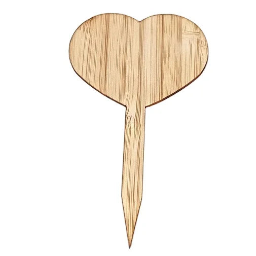 Raising Brand Heart-Shaped Bamboo Plant Label with Simple Design for Spring Season Farm Greenhouse Garden & Home Use