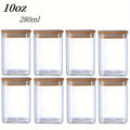 YOLOWE HOME 8pcs 280ml Square Borosilicate Glass Storage Jar with Sealed Bamboo Lid Bulk Food & Spice Kitchen Storage Jar