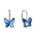 Trendy Jewelry 925 Sterling Silver Blue Crystal Butterfly Hoop Earrings for Women