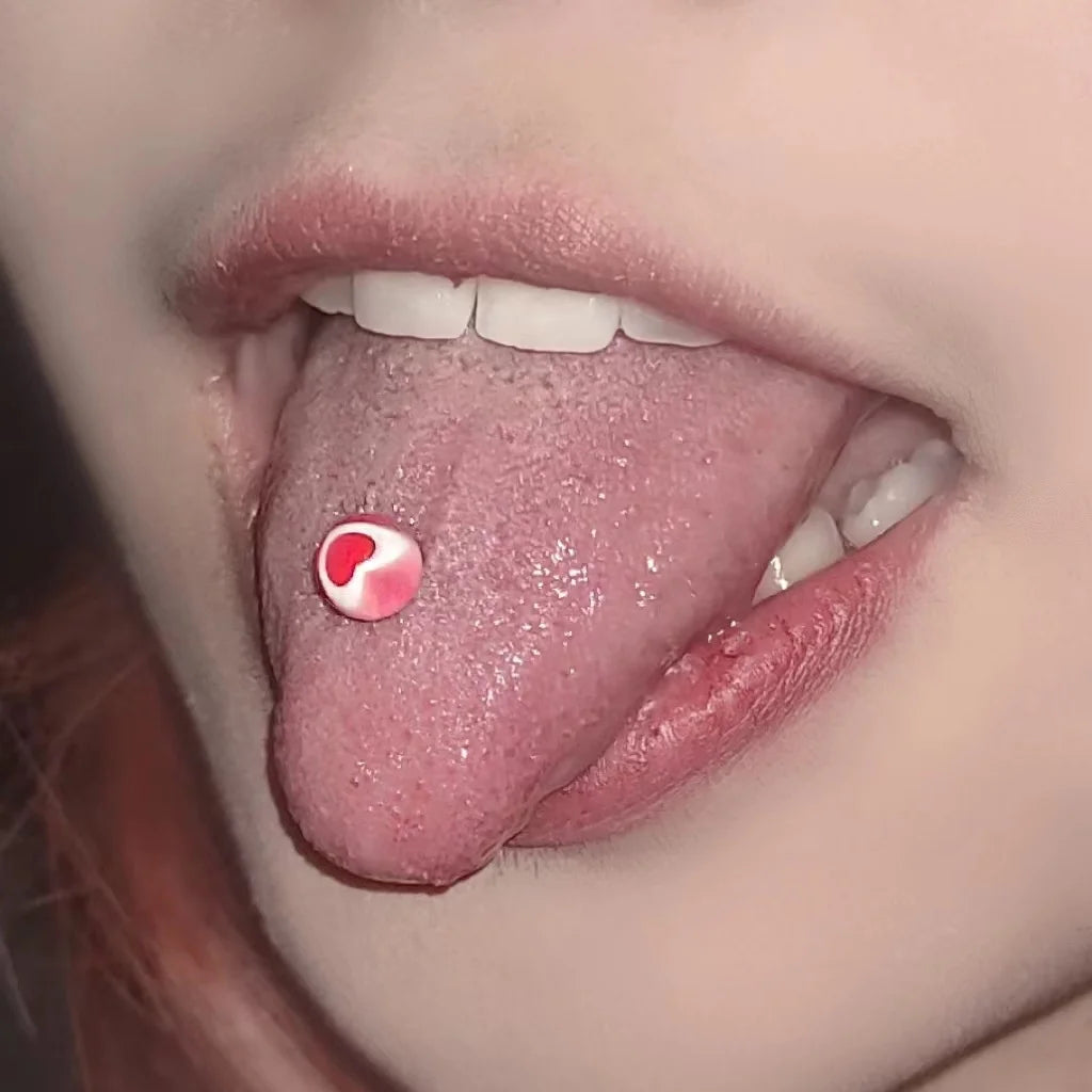 Gaby New Arrive 14G Tongue Piercing Heart Design Surgical Steel  Tongue Ring  Fashion Jewelry Piercing Jewelry