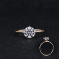 Starsgem 14K Yellow Gold Fashion Rings 1 Carat Round Cut Moissanite Engagement Ring