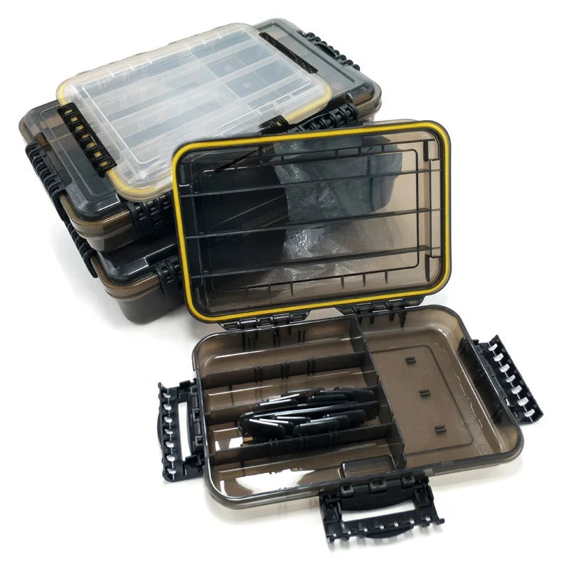 Waterproof Transparent Fishing Tackle Box PP Plastic with Removable Baffle for Packing Lures Home Storage Accessory Organization
