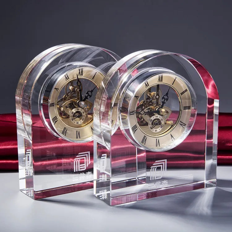 Supplier Wholesale Wedding Favors Crystal Clock Personalized Custom logo clear K9 Crystal Desk Clock for Souvenirs