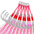 Double Hook Metal Jig Assist Hook PVC Bright Colorful Silk Luminous Feathers Saltwater Fishing Hook