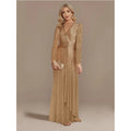 Luxury Long Sleeve V-Neck Formal Evening Dress Wedding Party Sequins Women Prom Cocktail Dresses