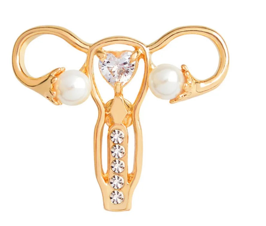 Gold Silver Plated Metal Medical Lapel Badges Die Cutting Printing Custom Uterus Shaped Medical Pins Wholesale