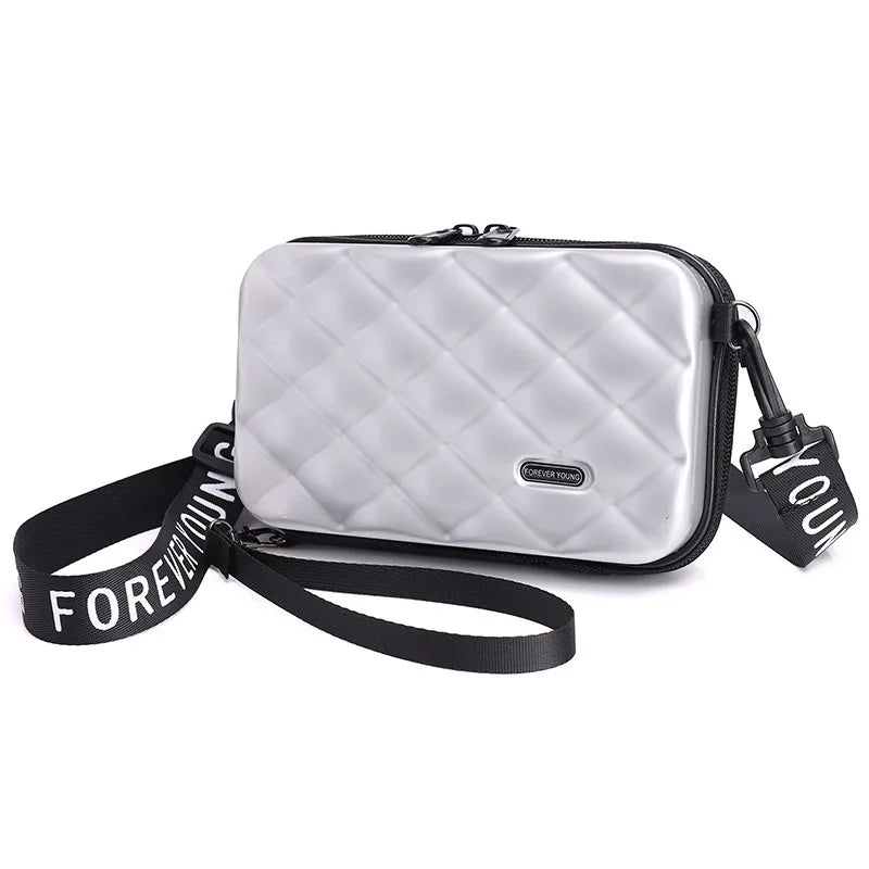Multifunction Mini Storage Bag Striped Zipper ABS PC Hard Shell Cosmetic Luggage Case for Women Travel Makeup