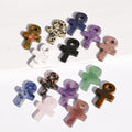 Natural Amethyst Crystal Agate Stone Cross Ankh Pendant DIY Necklace Accessory with Engraved Egyptian Culture Life Symbol