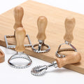 Zinc Alloy Biscuit Mould Eco-Friendly Kitchen Tools with Wood Handles for Pastry Dumpling Skin Cake Cutter Scrapers