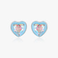 Fashion Daily Accessories 925 Sterling Silver Blue Enamel Hearts Ear Studs Rainbow Color Zirconia Stud Earrings for Women