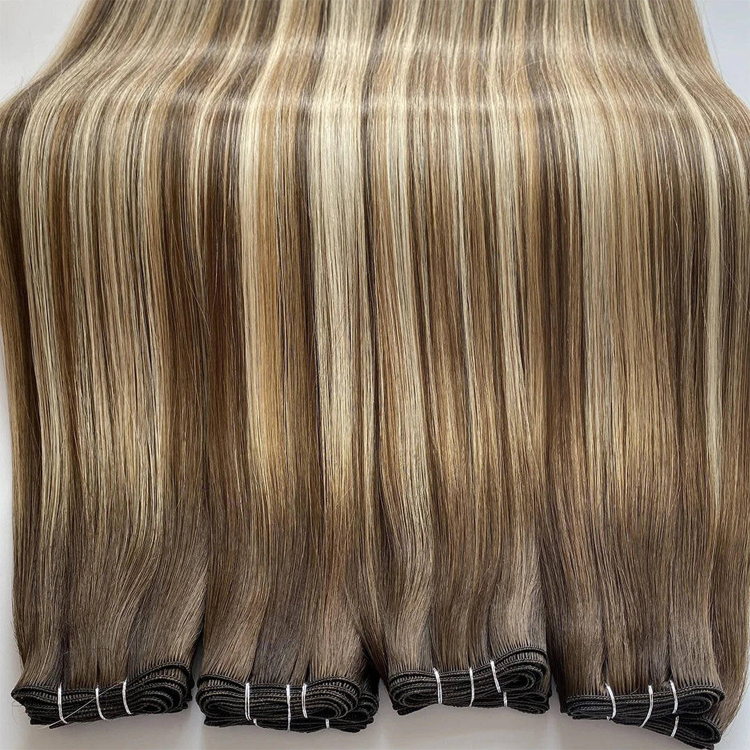 Direct Factory Wholesale Virgin Cuticle European Double Drawn Hair Handtied Weft Balayage