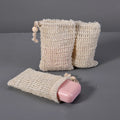 Custom Natural Sisal Linen Cotton Mesh Drawstring Packaging Organic Cosmetic Soap Bag Logo for Soap Saver Gift Pouch Household