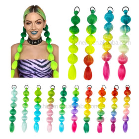 Shinein 22-Inch Ombre Color Synthetic Ponytail Hair Extension Long Afro Puff Lantern Bubble for Braids Rubber Band Band Braid
