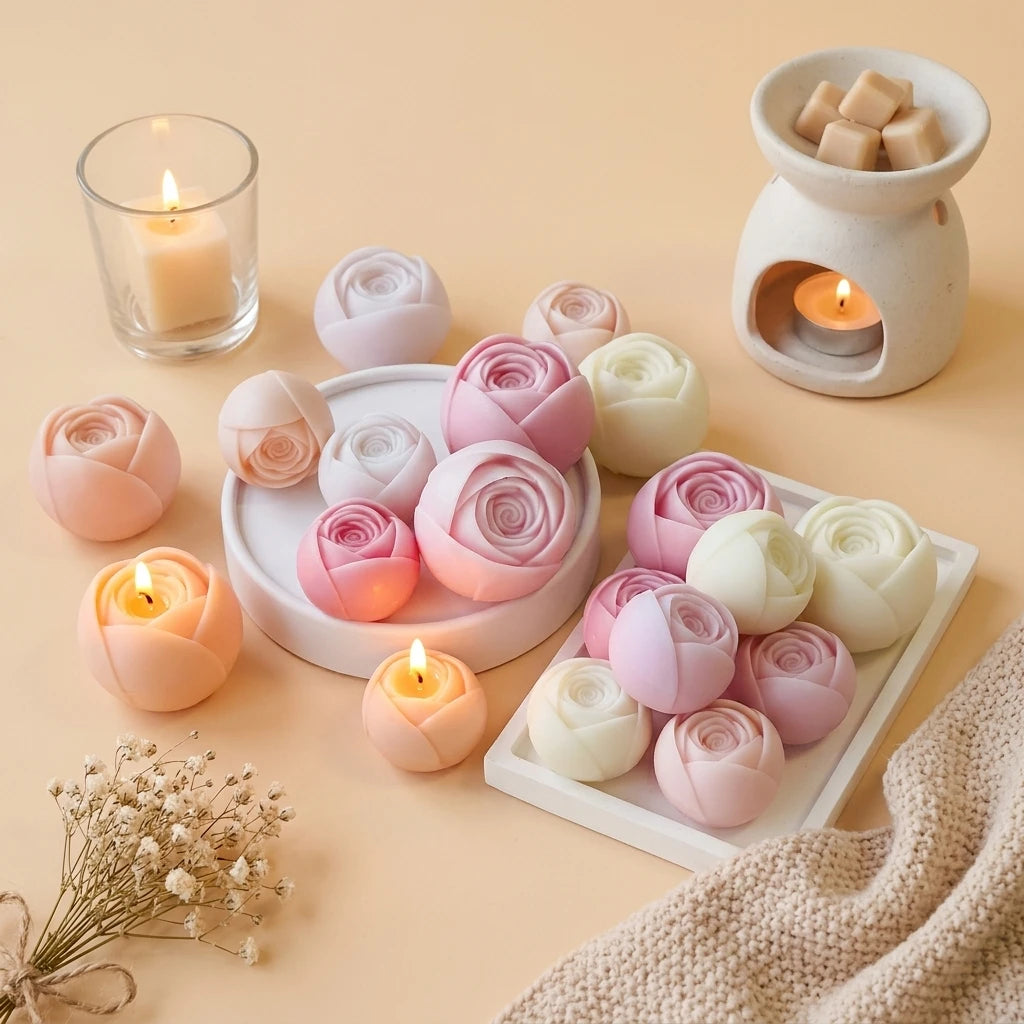 J-5191 3D Valentine's Day Rose Flower Silicone Candle Molds Diy Rose Bouquet Aromatherapy Candle Ornaments Making Mould