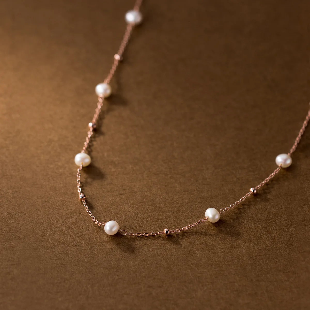 Daidan Necklace Silver Beaded Necklace Choker Girl Chain Rose Gold Ladies Chains Natural Pearl Necklace