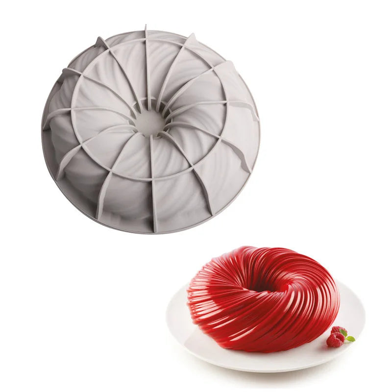 6/8 Cavities Swirl Cake 3D Silicone Baking Molds for Dessert Art Mousse Cake Mold Pastry Pan Chocolate Fondant