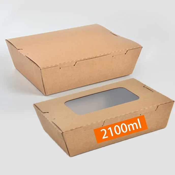 OEM Custom Eco-Friendly 2100ml Kraft Paper Multi-Compartment Disposable Food Boxes for Sushi Snacks More-Customizable Size Color