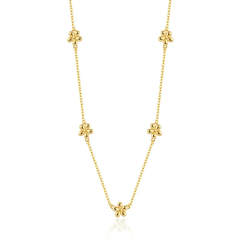 Fine Jewelry Necklaces Silver 925 Fashion Flower Necklace Set Gold Plated Jewelry for Women