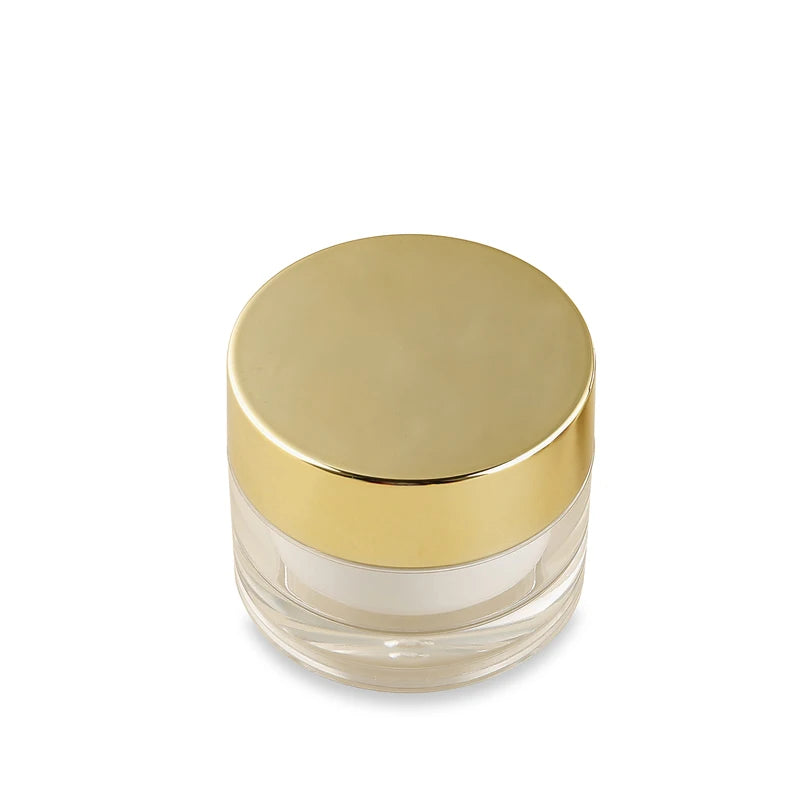 In Stock Factory Sale Empty Skincare Packaging Wholesale 50g Transparent Gold Jar Plastic Acrylic Cream Jars With Metalized Cap