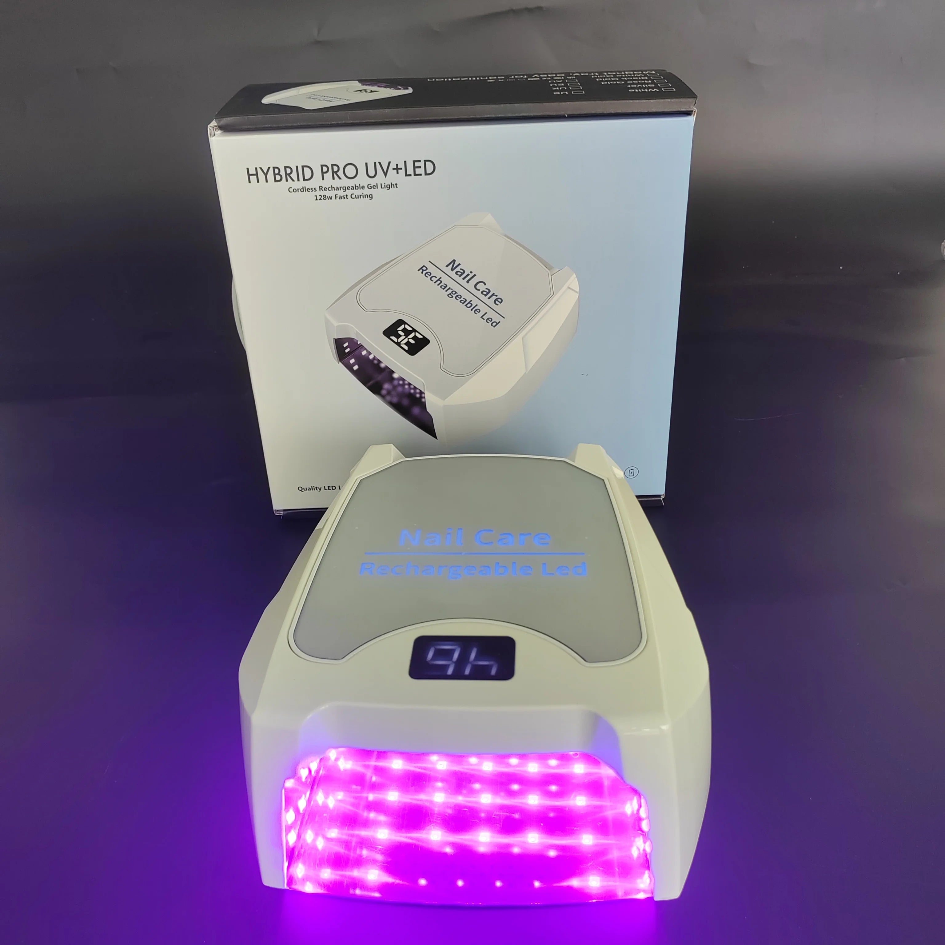 Professional 128w Pro Cure Dual Light Nail Dryer Wireless Rechargeable Cordless Gel Sun UVLed Nail Lamp