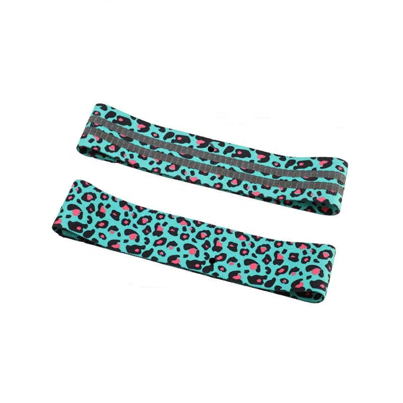 3 Pcs Set RTS Wholesale Custom Logo Leopard Hip Exercise Fitness Training Elastic Gym Home Booty Fabric Cotton Resistance Bands