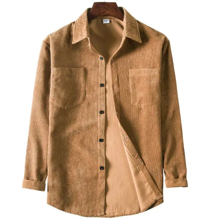 Autumn High-quality Eco-Friendly Single Breasted Casual Top Coat Warm Long Sleeve Thick Solid Color Big Size Men's Shirt