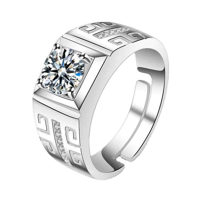 Wholesale S925 Sterling Silver Solitaire VVS 1CT Diamond Moissanite Halo Engagement Promise Ring Size Ring for Man Men Wedding