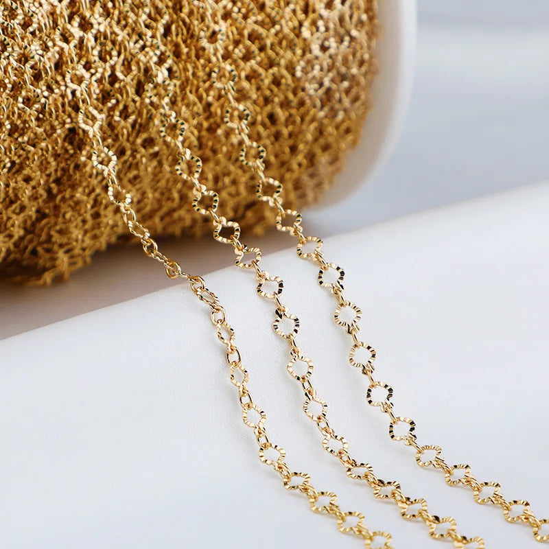 Wholesale DIY Loose Chain Brass Gold Plated Hammered Heart Chain for Jewelry Manufacturing Supplier