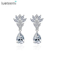 LUOTEEMI Rhinestone Zircon Trending Quality Copper Alloy Modern Jewelry Drop Elegant Custom Flower Stud Earring for Woman