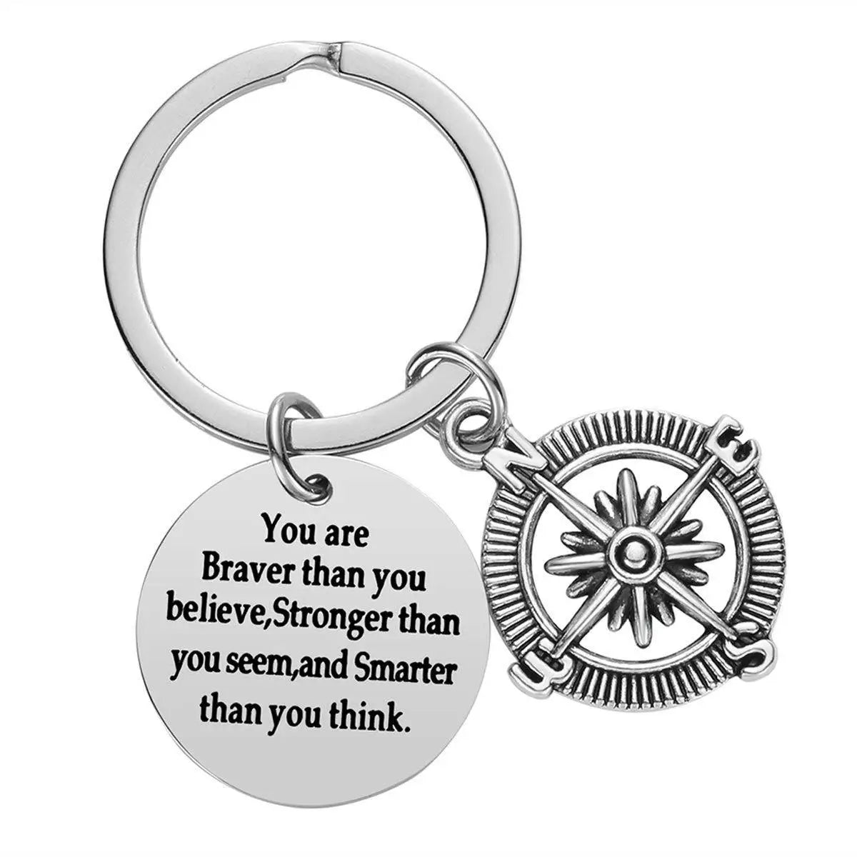 She Believed She Could so She Did Keychain I love You to the Moon and Back unicorn Compass Pendant Key Ring Bag Car Key Chain