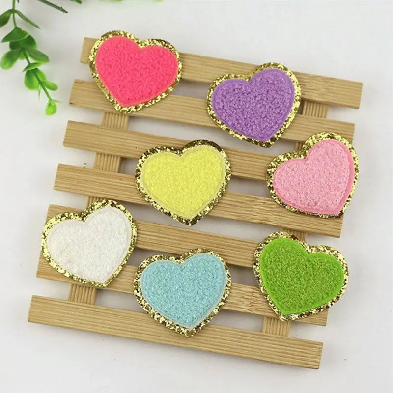 Custom Jacket Bling Letter Chenille Patch Glitter Heart Patch