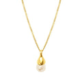 Stainless Steel 18K Gold Plated  Imitation Pearl Water Drop Pendant Necklace Titanium Steel Personalized Pearl Choker Necklace