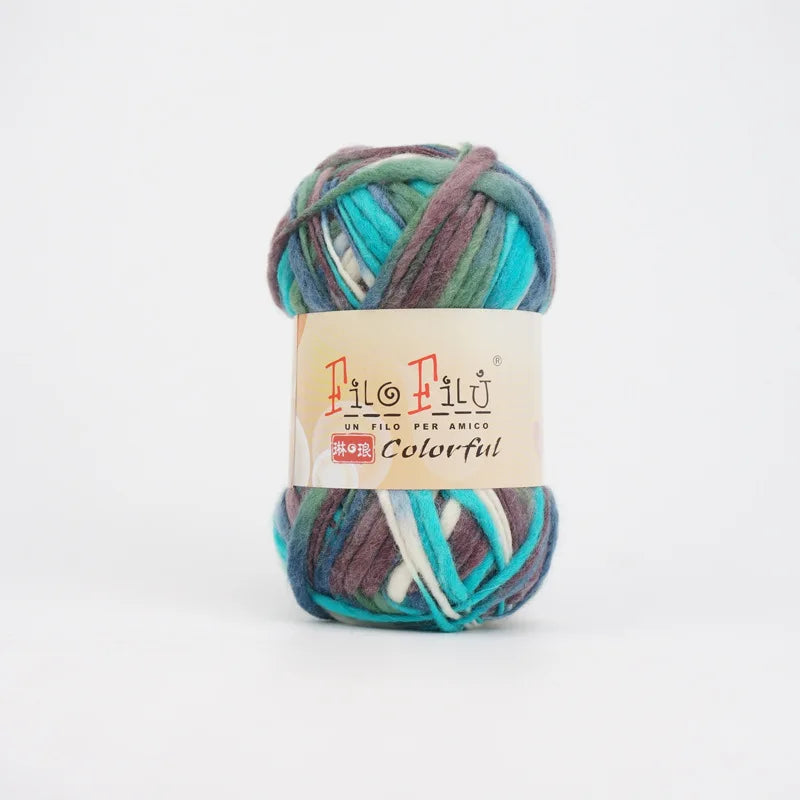 Autumn and Winter Short Section Dyed Big Belly Wool Medium Thick Handwoven Scarf Thread Hat Thread